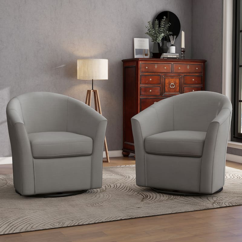 2 Set Modern Upholstered Swivel Barrel Chair Living Room Accent Chair