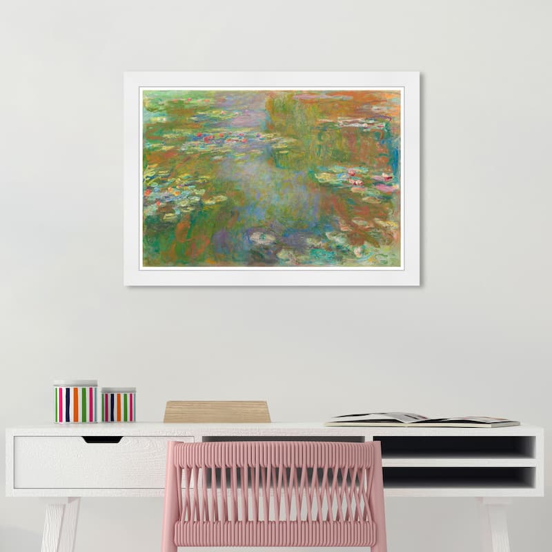 Wynwood Studio Prints Floral and Botanical Claude Monet - Water Lily Pond Green and Traditional Wall Art Canvas Print - 15.0 x 21.0 - White