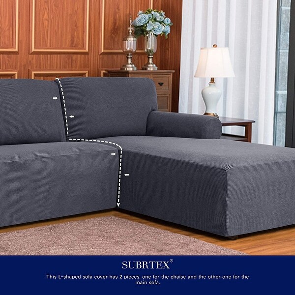 Subrtex 2 Piece L Shape Sofa Cover Grid Sectional Right Chaise Cover On Sale Bed Bath Beyond 32619736