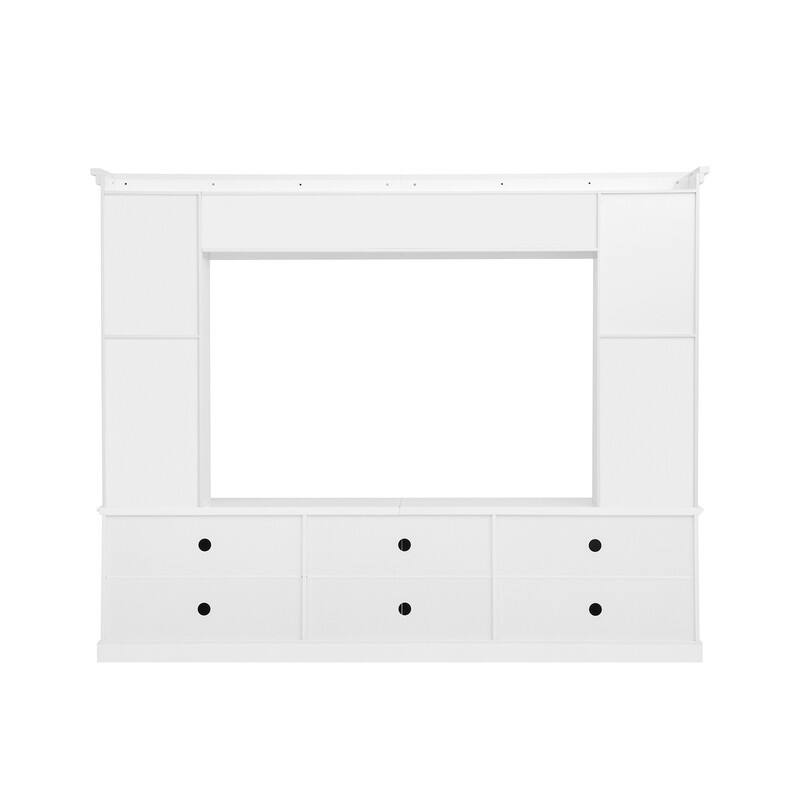 Mid-Century Modern Wall Unit Entertainment Center With Bookshelf For Tvs Up To 70", 94.8" TV Stand With Adjustable Shelf