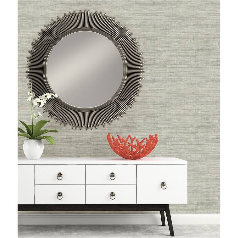 Brewster Island Grey Faux Grasscloth Wallpaper - 20.5 x 396 x 0.025