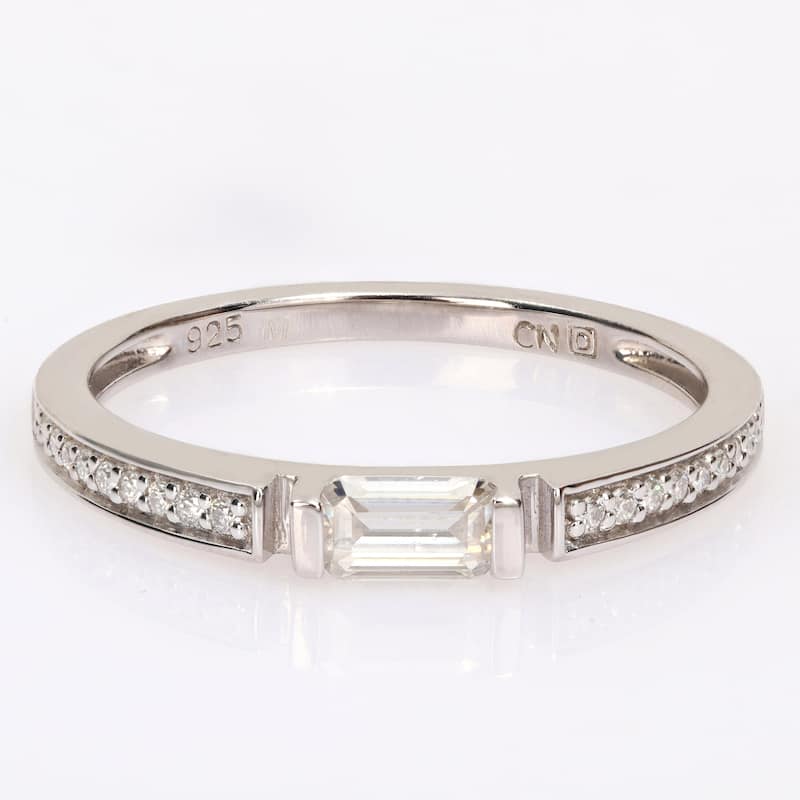 Miadora 3/8ct DEW Moissanite Bar Semi-Eternity Ring in Sterling Silver