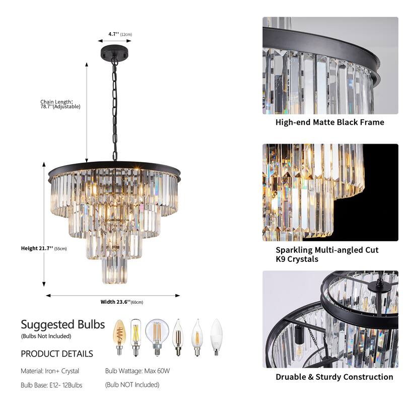 Crystal Chandelier Ceiling Lighting Fixture with Metal Frame, Stylish Hanging Pendant Lighting Fixture for Living Room