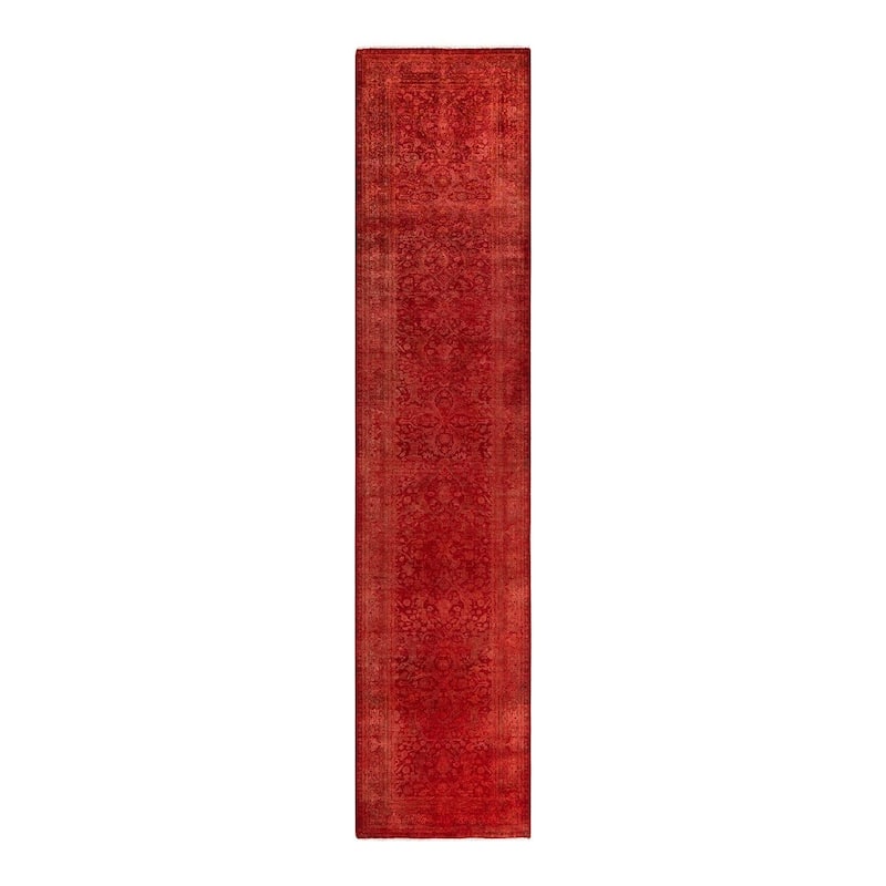 Contemporary Overdyed Wool Hand Knotted Runner - 2' 7" x 12' 1"