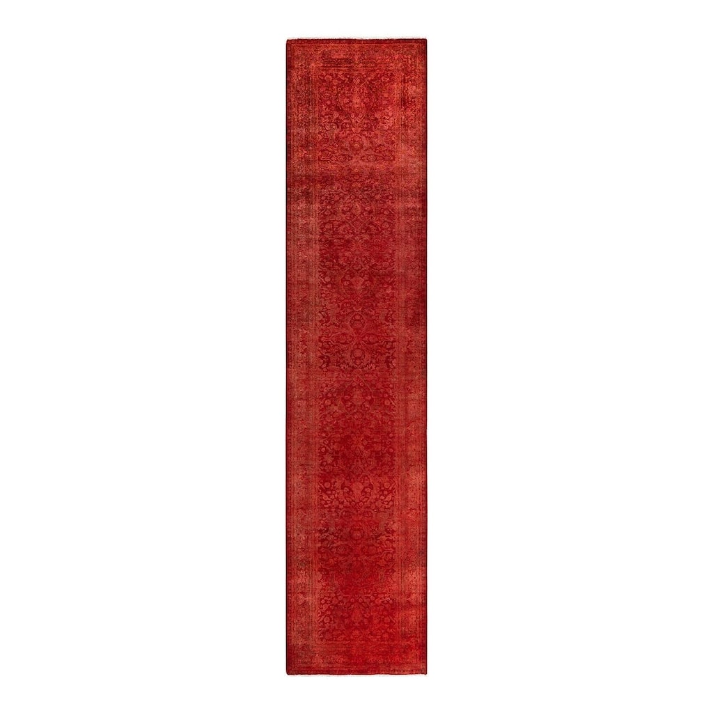 Contemporary Overdyed Wool Hand Knotted Runner - 2' 7" x 12' 1"