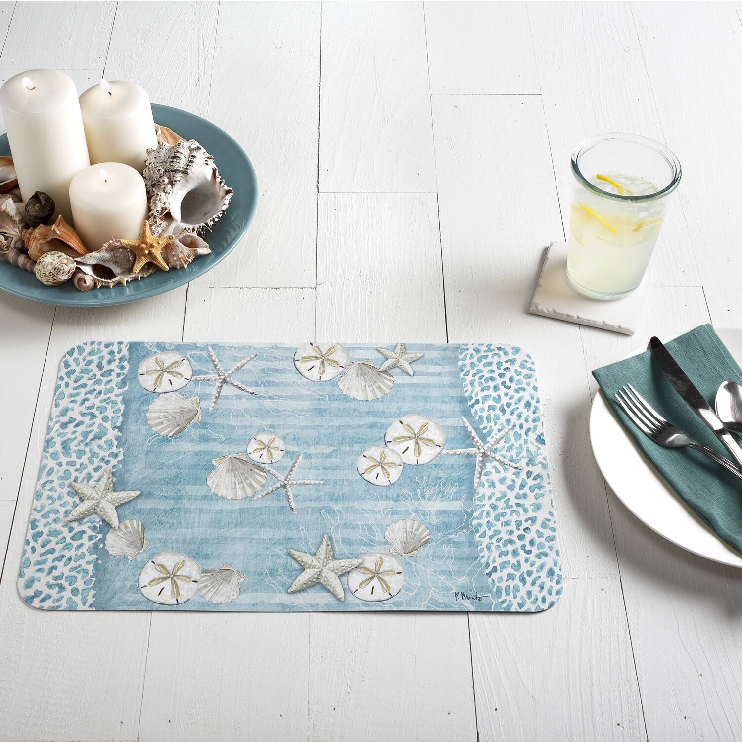 Reversible Wipeclean Counterart Placemats Set of 4 Key Largo Sandals