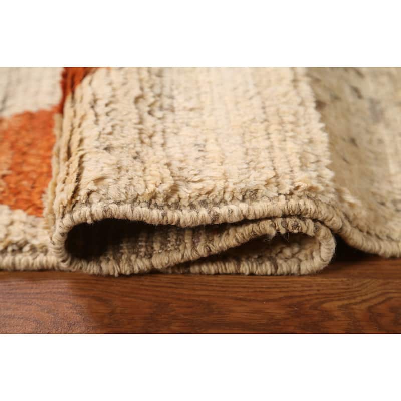 Hand Knotted Oriental 100% Wool Carpet Modern Geometric Beige & Ivories Moroccan Area Rug - 7' 9'' X 5' 9''