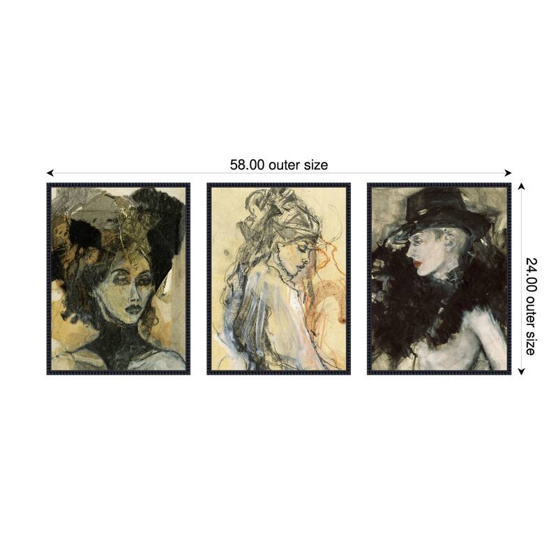 Amanti Art Emphasizing Fluid Lines And Textures 3 Piece by Ute Rathmann Framed Canvas Wall Art