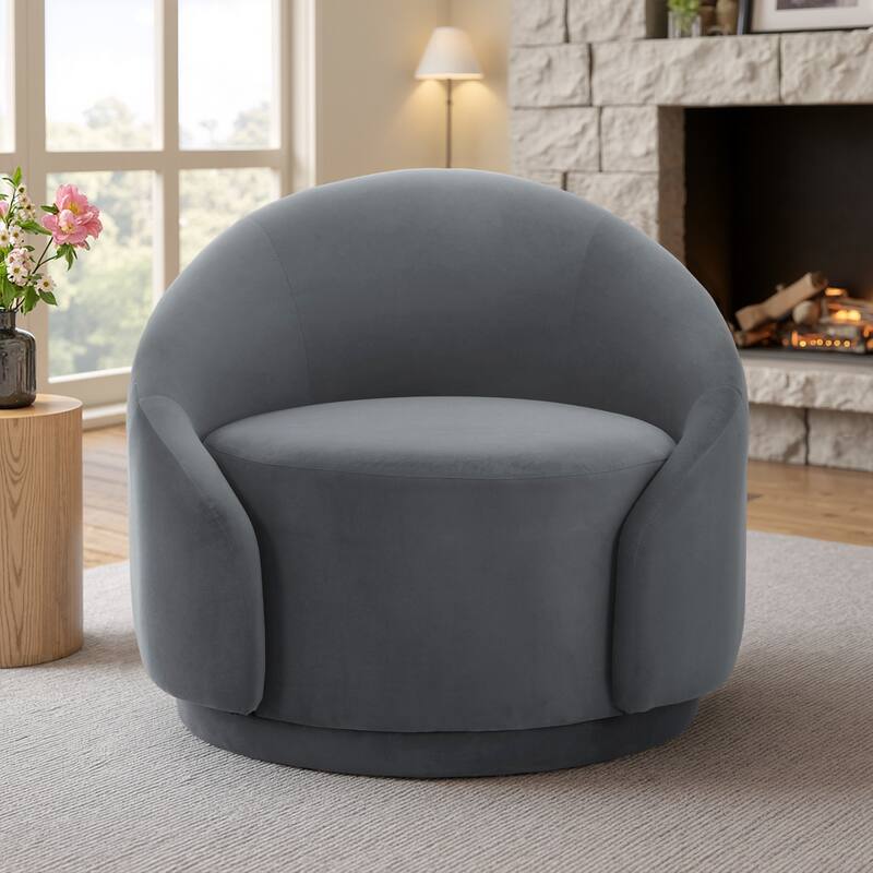 Modern Upholstered Swivel Barrel Chair Accent Lounge Chair
