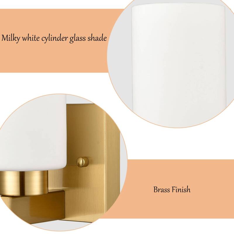 Teano Modern Wall Vanity Light Milky White Cylinder Glass Set of 2