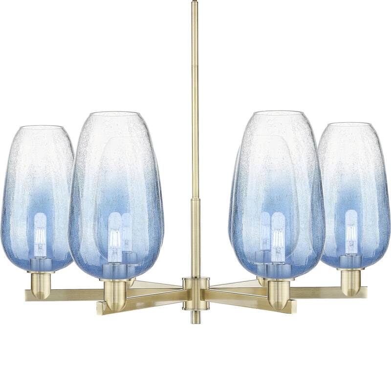 Innovations Lighting 716-6CR-17-24 Brookhaven Flute Chandelier - Antique Brass / Sapphire Blue