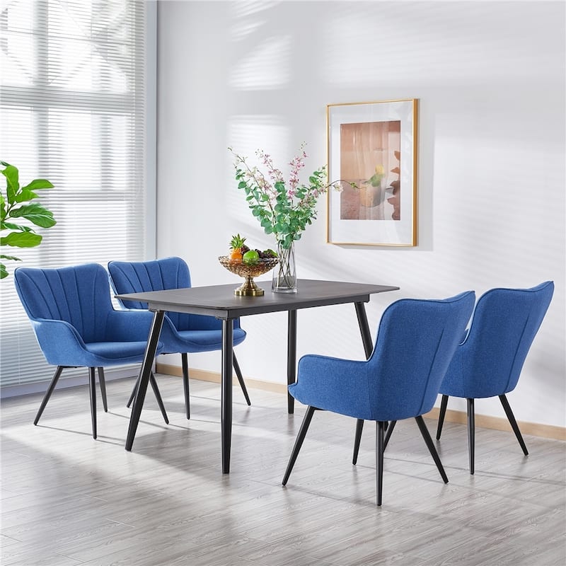 Yaheetech Modern Fabric Accent Chair Pleated Curved Back Armchair