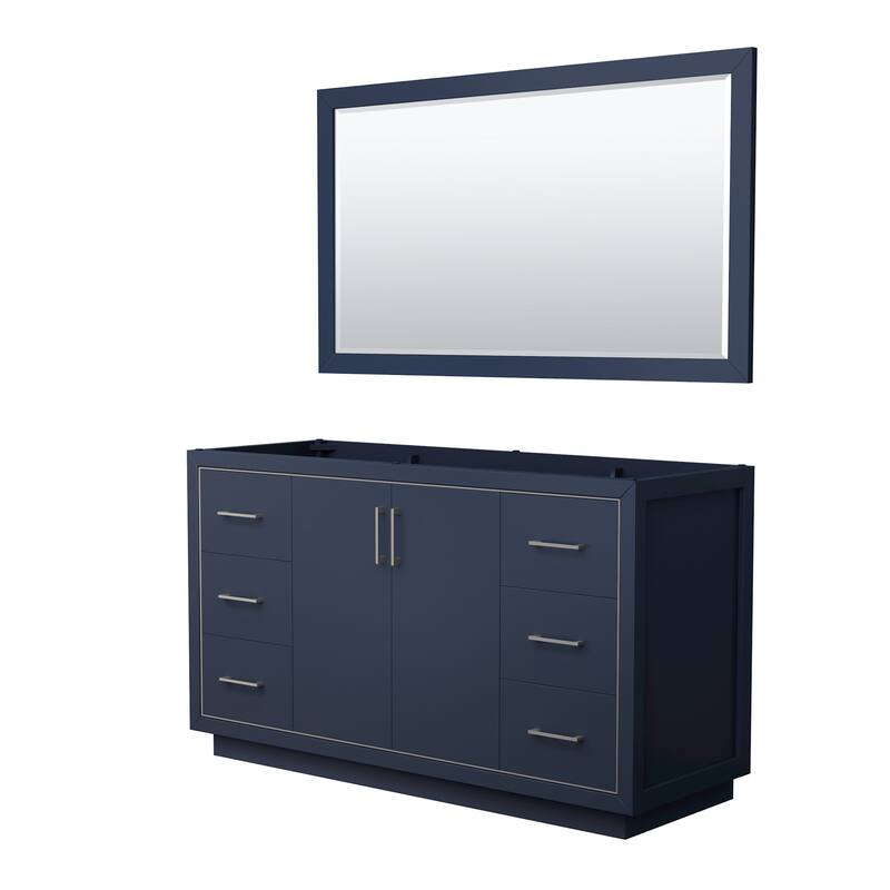 Wyndham Collection WCF1111-60S-CX-M58 Icon 60" Single Free Standing - Dark Blue / Brushed Nickel Hardware