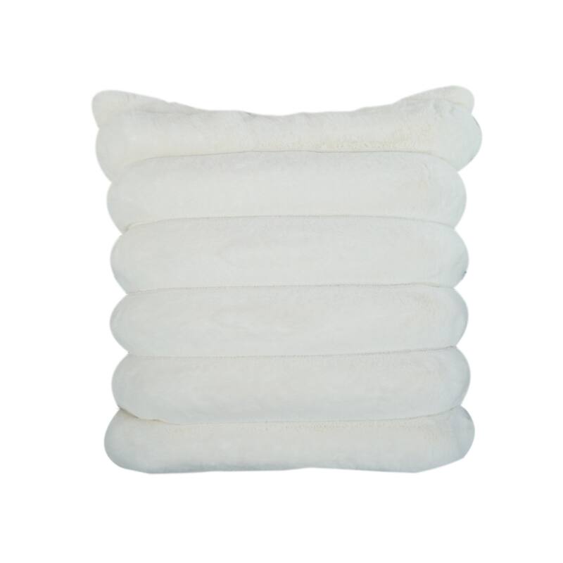 Madrid Collection Ultra Soft Ribbed Faux Fur Throw Pillow - Cream