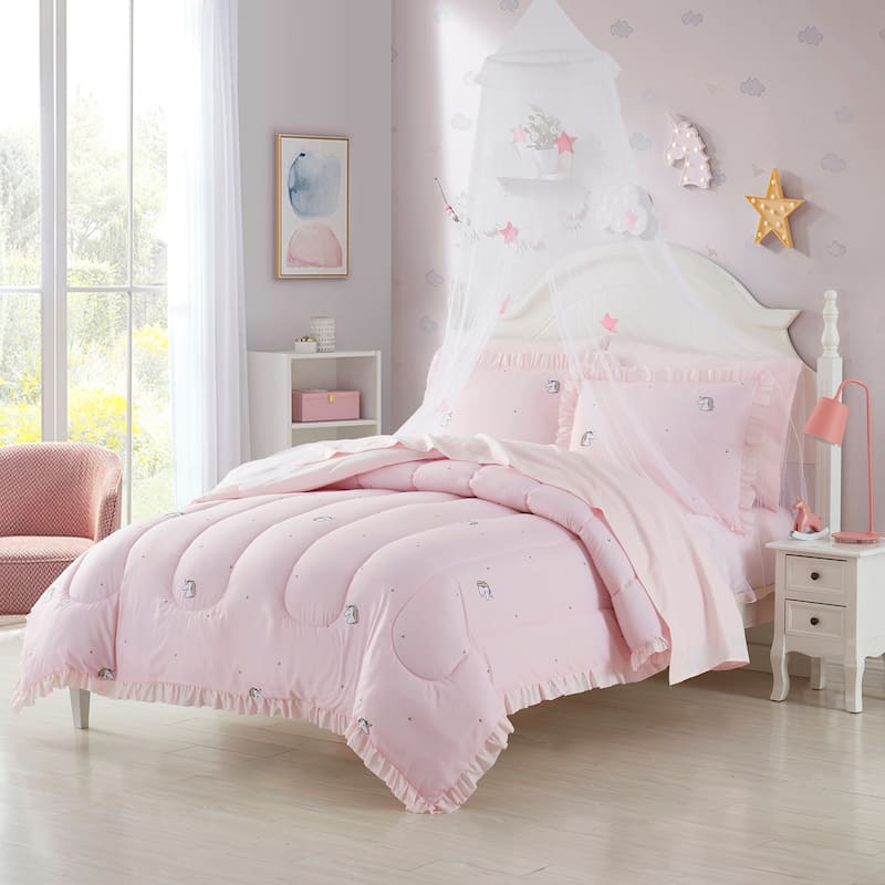 Kids Rainbow Unicorn Bed in a Bag 5 Piece Comforter, Sham & Sheet Set