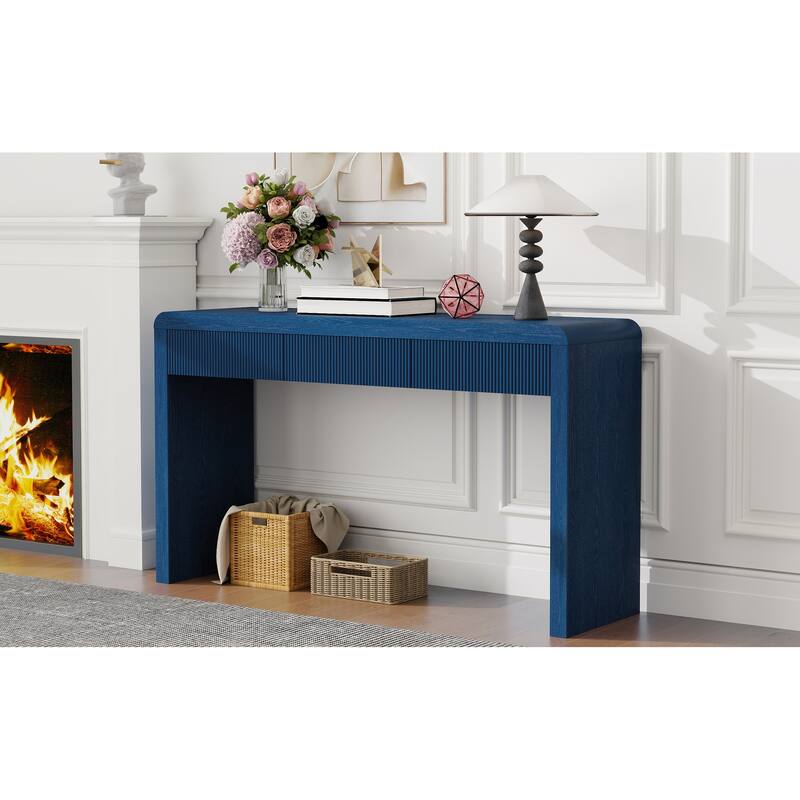 Rustic Console Table with 3 Fluted Drawers