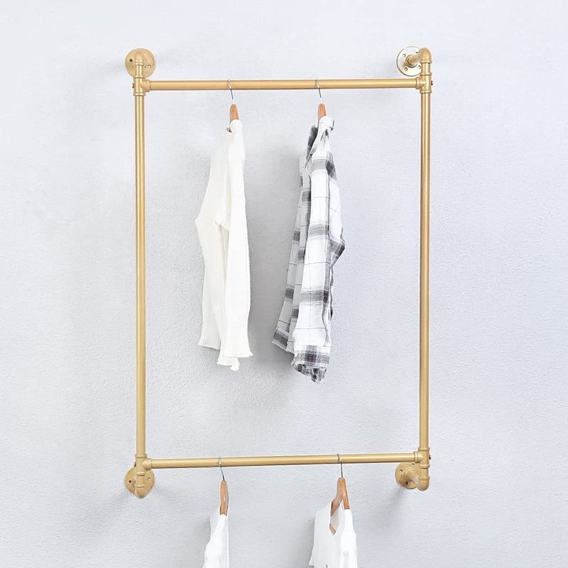 Industrial Pipe Clothing Rack Wall Mounted