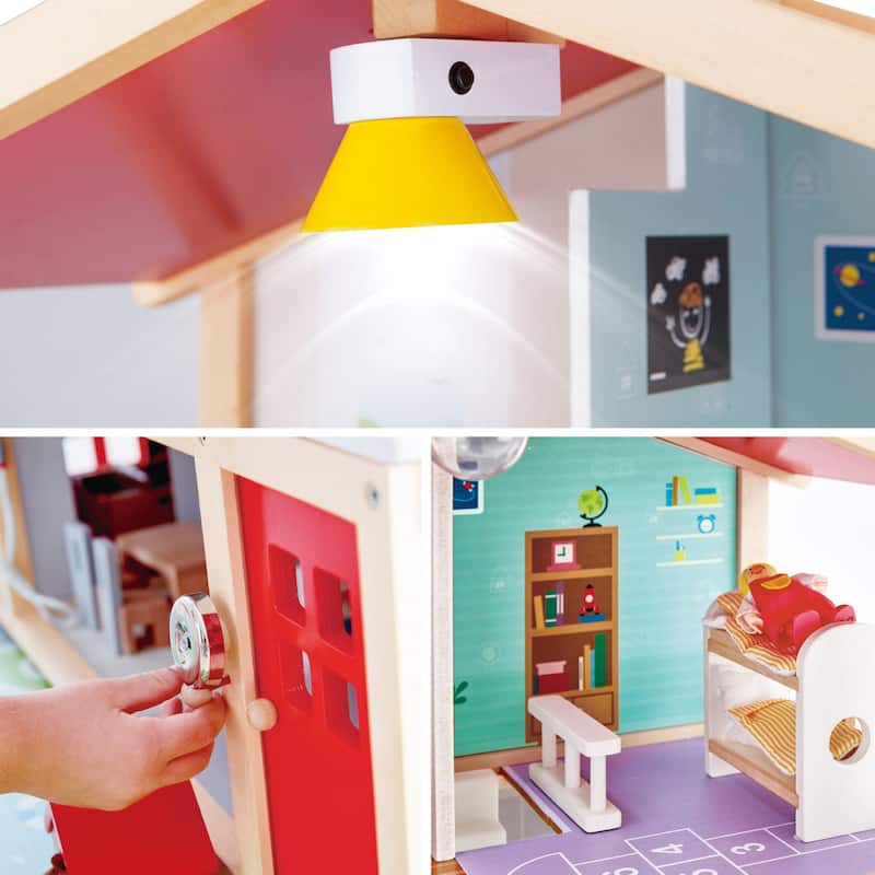 Hape Doll Family Mansion Kid's Wooden Dollhouse W/ 10 Bedrooms