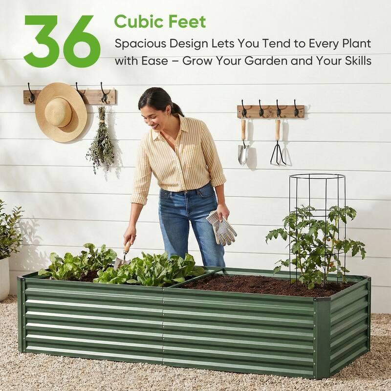 Pocassy Outdoor Planter Box Metal Patio Kit Planting Bed for Vegetables.