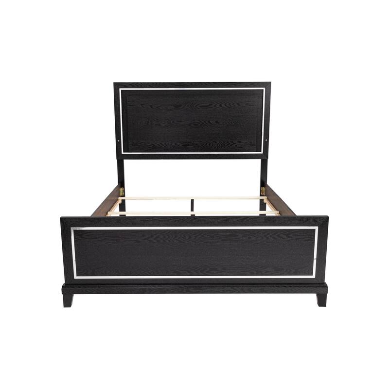 Modern Style 1pc Bed Set LED Light Headboard Tapered Legs Black Finish Bedroom Furniture