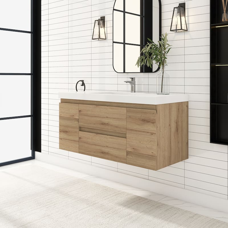 Floating Bathroom Vanity with Integrated Resin Top
