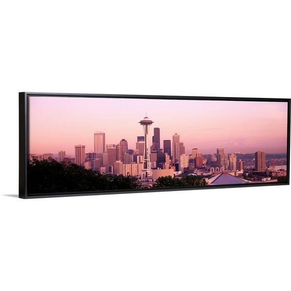 Shop Mount Rainier Space Needle Seattle Wa Black Float Frame Canvas Art Overstock 25507925