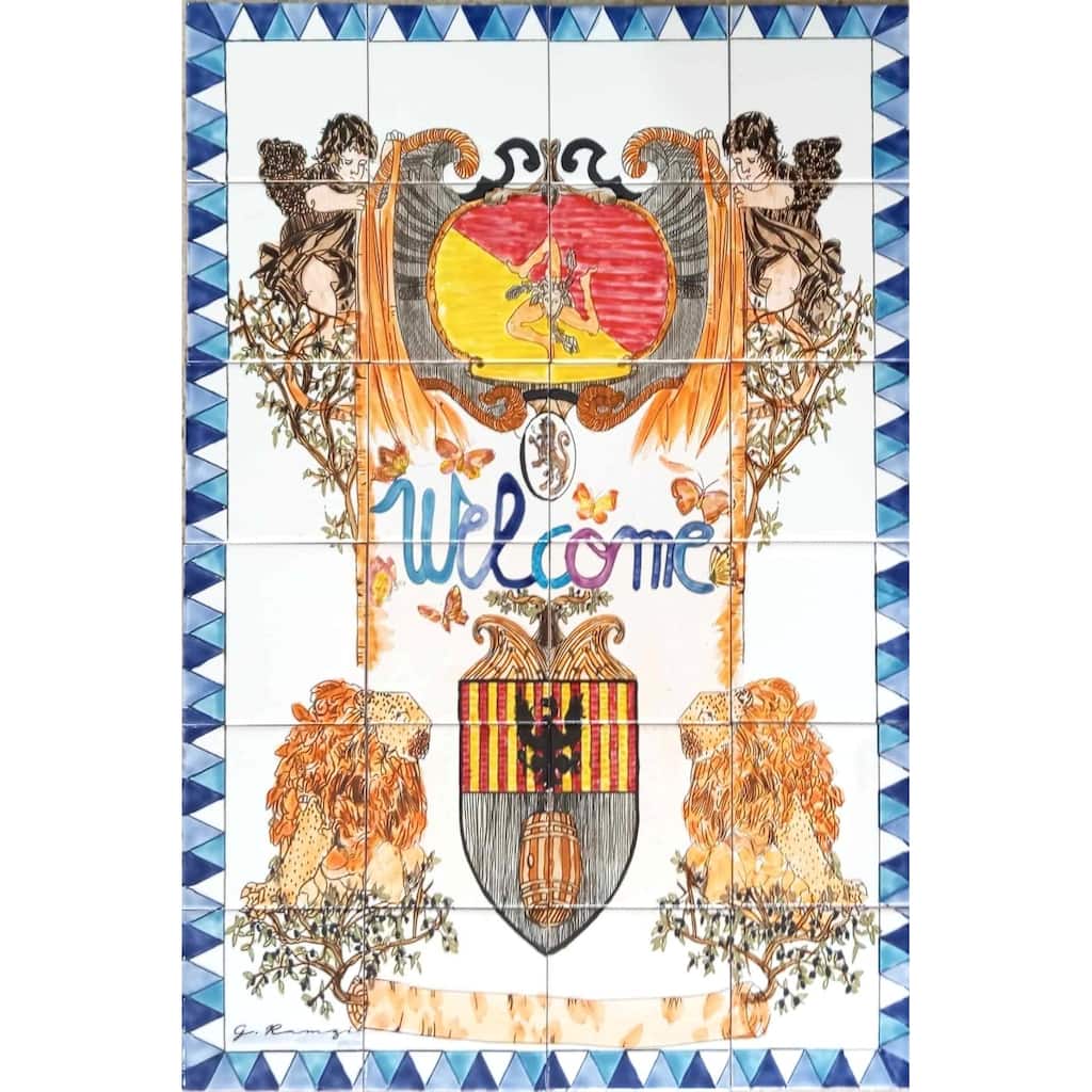 24x36 Italian Classic Welcome Sign Backsplash 24pc Ceramic Wall Tiles
