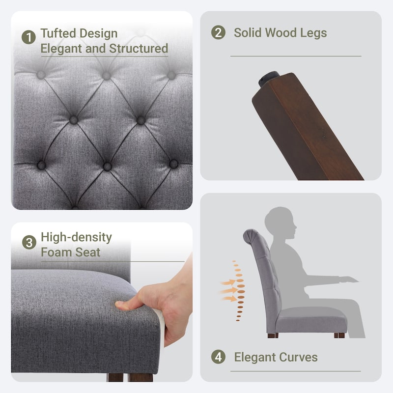 Modern Tufted Fabric Dining Chairs – Stylish Parsons Side Chairs with Padded Seat & Wood Legs,Set of 2/4/6