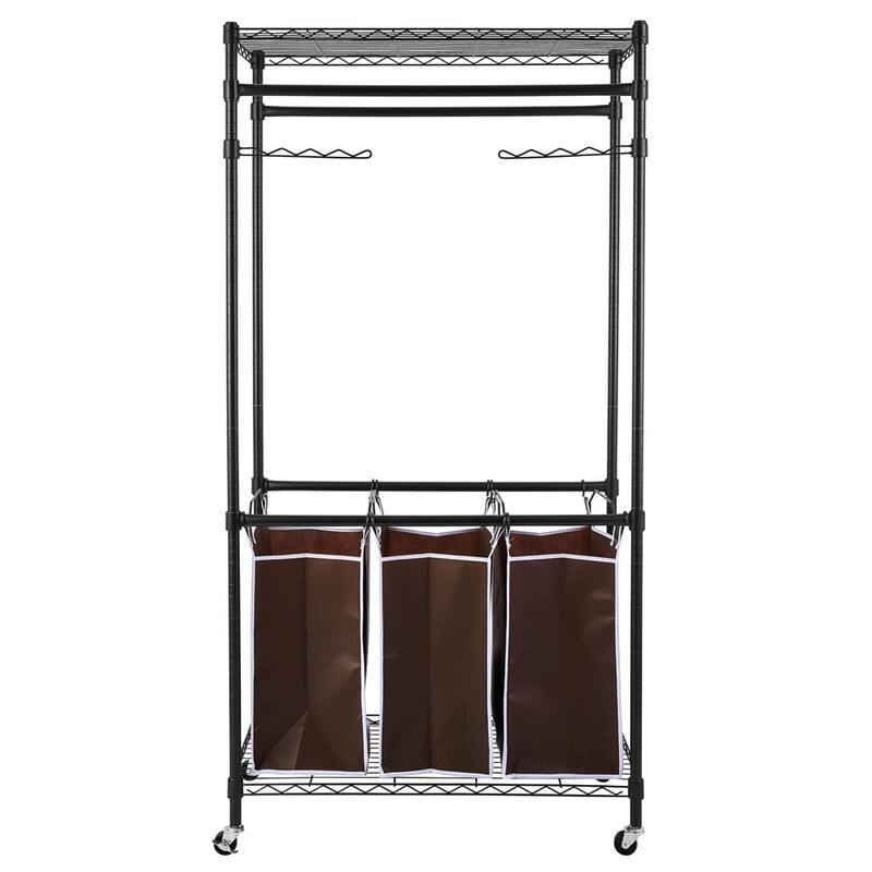 Heavy-Duty Sorting Hamper Commercial Grade Clothes Rack - Black