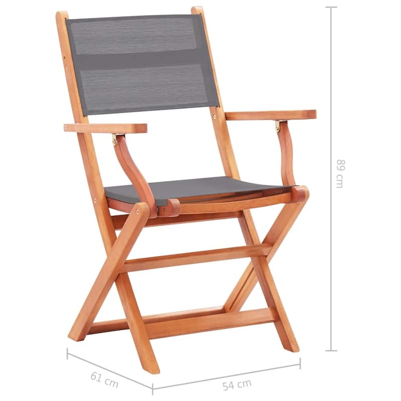 vidaXL Patio Folding Chairs Camping Chair Solid Wood Eucalyptus and Textilene
