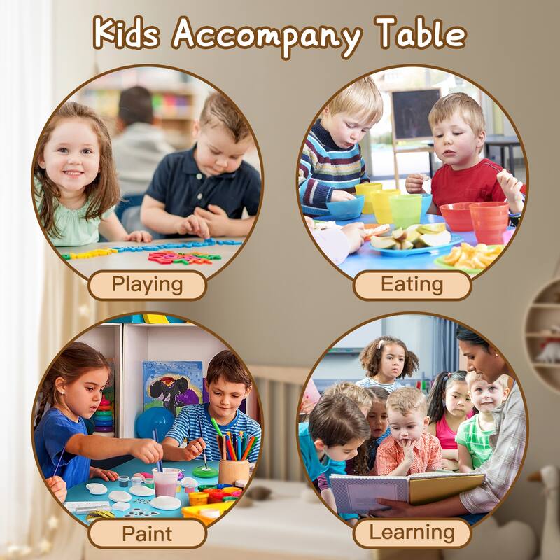 YUKOOL Kids Study Table and Chairs Set - Adjustable Height and Stylish Design