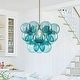 preview thumbnail 31 of 63, Glam Single-light Dining Room Glass Globe Bubble Chandelier - 17.7 in Brass-Solid Blue