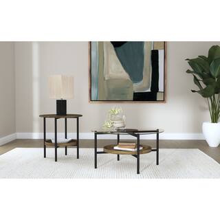 Delfin Round Coffee And End Table Set Brown
