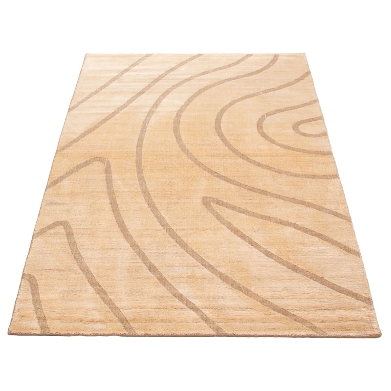 ECARPETGALLERY Hand-knotted Tangier Ivory Viscose, Wool Rug - 5'0 x 7'11