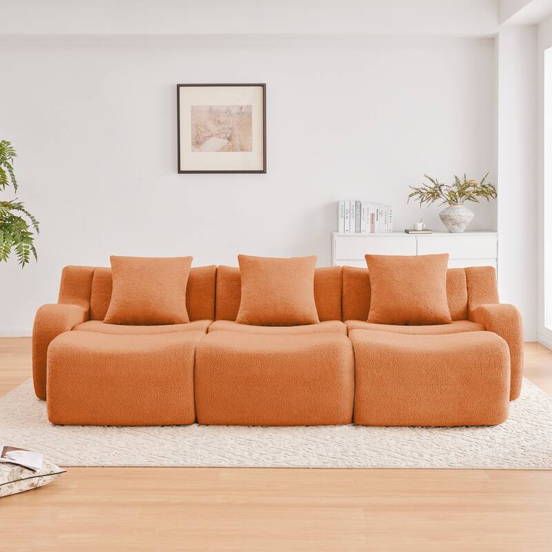GDF Studio - Fairford 3-Seat Modular Sofa With Curved Armrests & Non-Slip Base