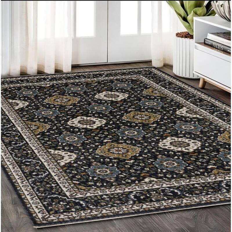 HomeRootsMedallion Traditional Rectangle Area Rug - 92.52' X '62.99' X '0.47 - Gold