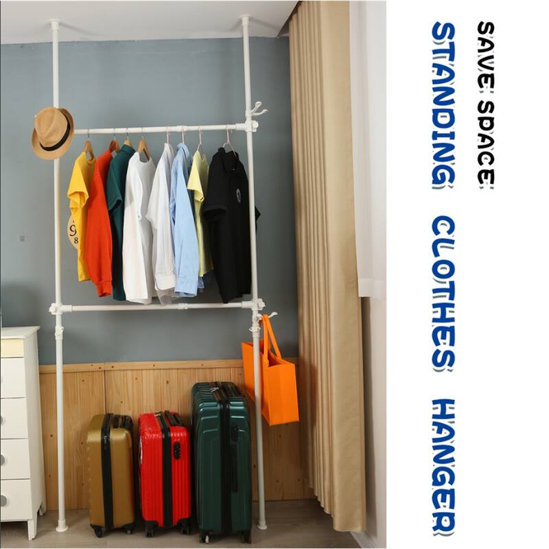Telescopic Garment Rack,Heavy Duty Design Movable DIY By Hand