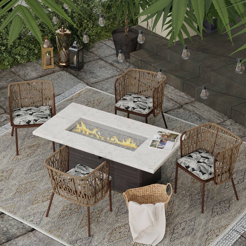 17" x 16" Outdoor Seat Cushion with Ties - Set of 2 - 15.5'' L x 17'' W x 2.50'' H - Clarmont Umber