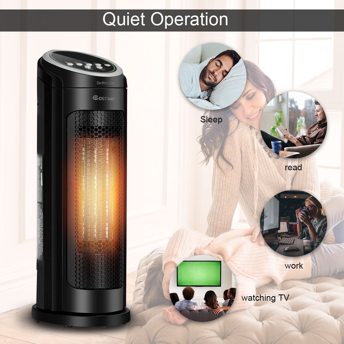 Shop Costway Portable Oscillating Ptc Ceramic Space Heater 1500w Led 12h Overstock 24317478