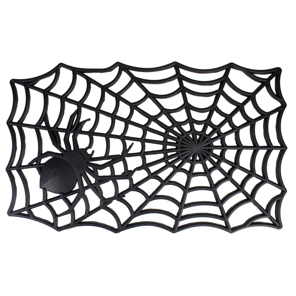 Black Spider Web Rectangular Halloween Doormat 18" x 30" - 0.75