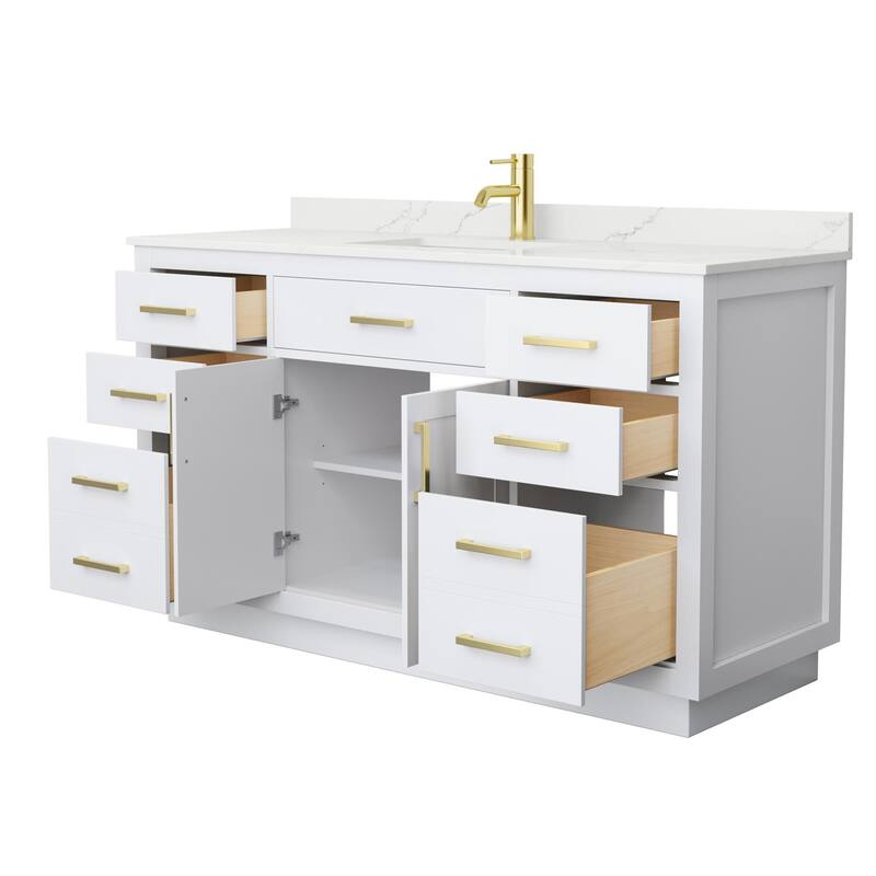 Beckett TK 60-inch Single Vanity, Single Hole Quartz Top