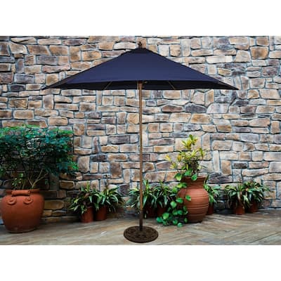 TropiShade 9' Wood Market Umbrella with Navy Cover
