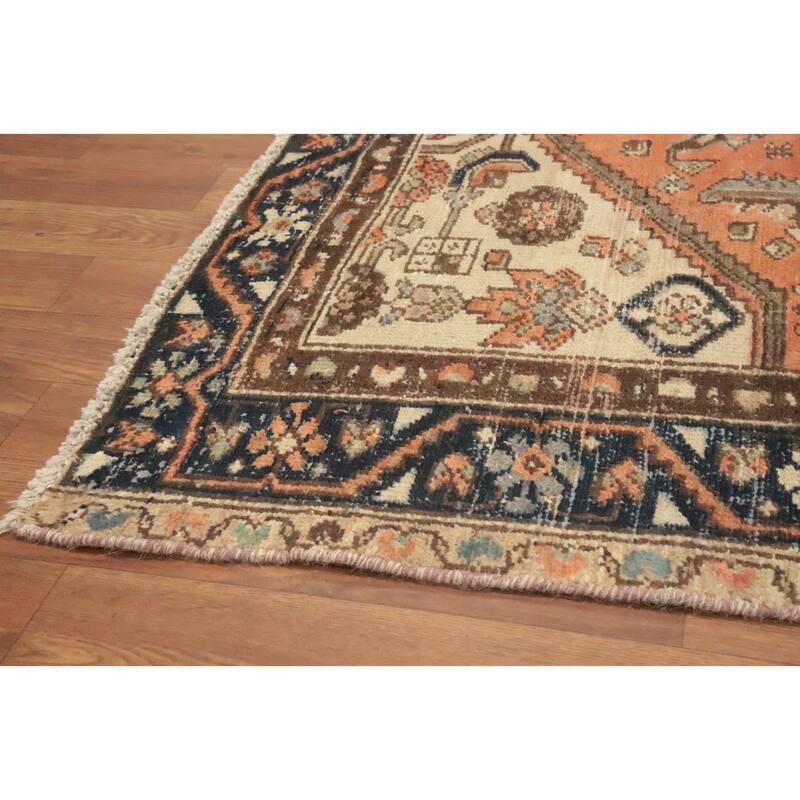Hand Knotted Oriental 100% Wool Carpet Traditional Geometric Oranges & Rust Hamedan Area Rug - 6' 4'' X 3' 10''