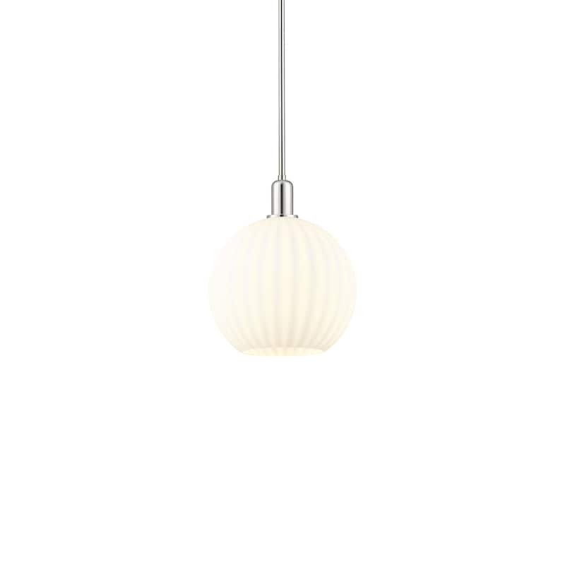 Innovations Lighting 716-1S-15-12 White Venetian Pendant White - Polished Nickel / White Venetian