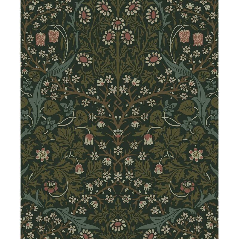 Seabrook Designs Victorian Garden Floral Prepasted Wallpaper - 20.9 in. W x 33 ft. L - Greenery