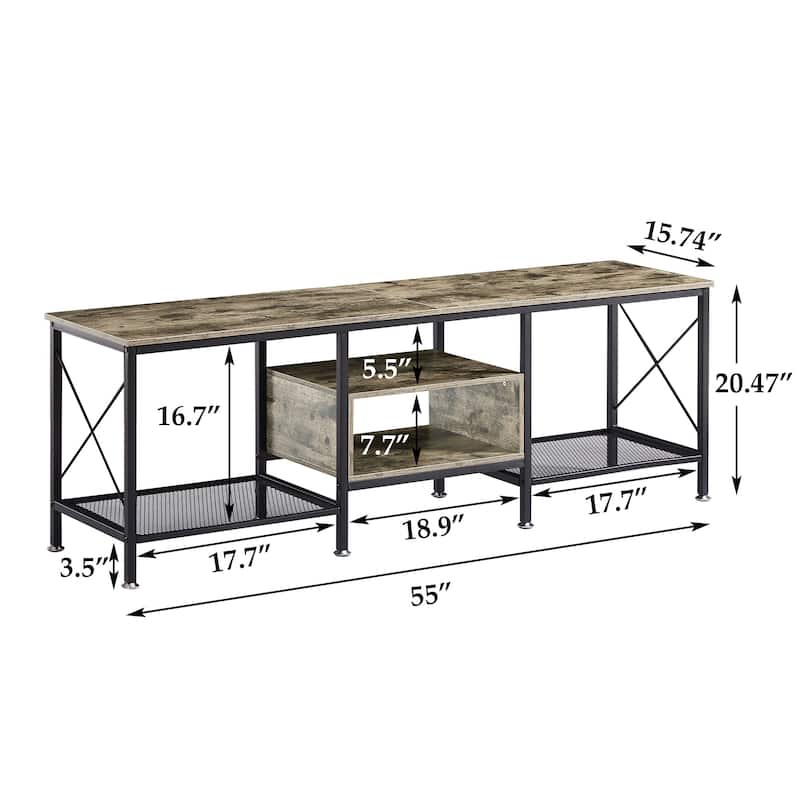 TV Stand for Living Room, Entertainment Center TV Console with Storage Shelves