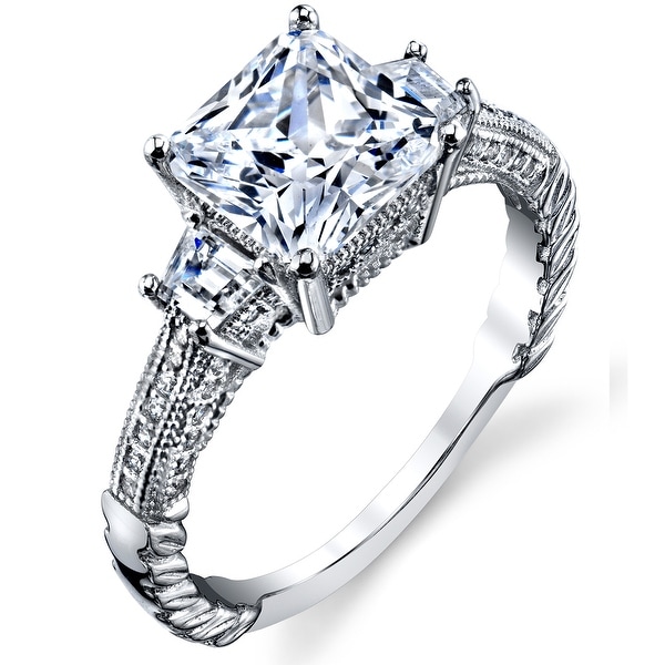 Oliveti Women's Sterling Silver White Created Opal and Cubic Zirconia Eternity Ring Band 3.5mm. Opens flyout.