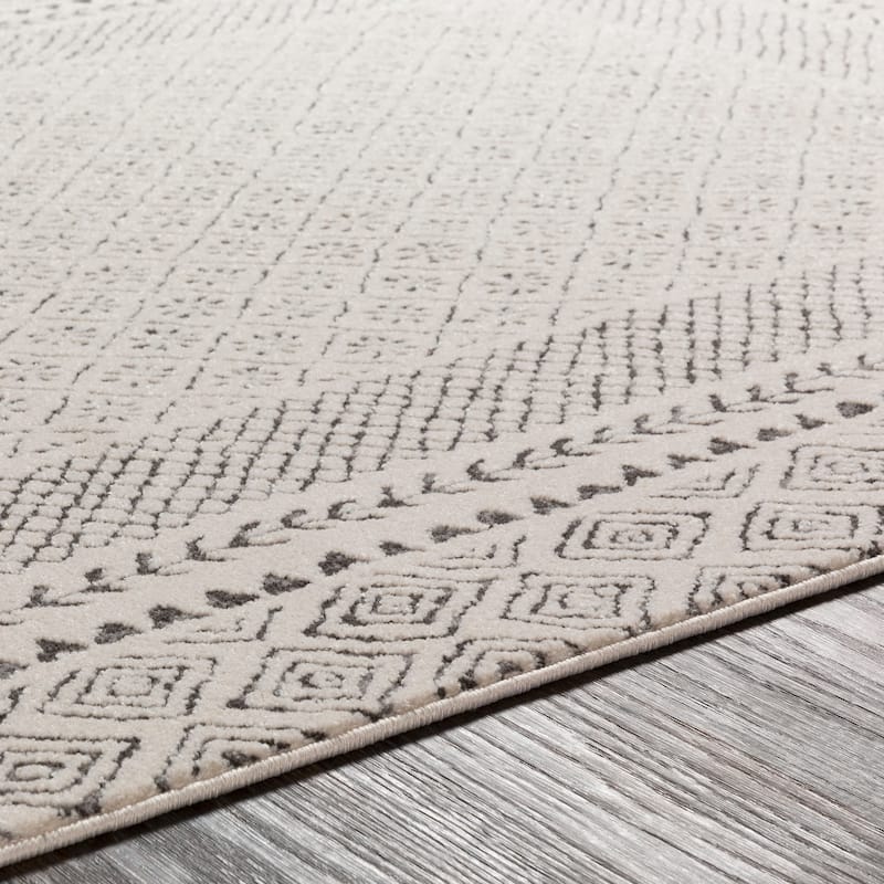 Livabliss Tiffany Grey Bohemian Border Area Rug