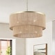 preview thumbnail 20 of 34, GetLedel 23.8" 6-Light Dimmable Handwoven Drum Chandelier Gold/brown
