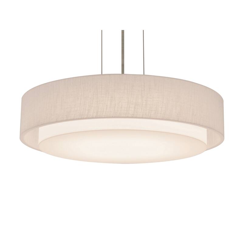 Sanibel 23-inch Satin Nickel LED Pendant, Linen White Shade - Satin Nickel